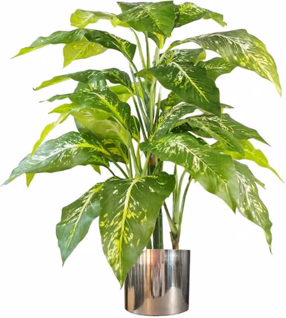 Spotted Evergreen Artificial Tree with Silver Planter in Green and Silver