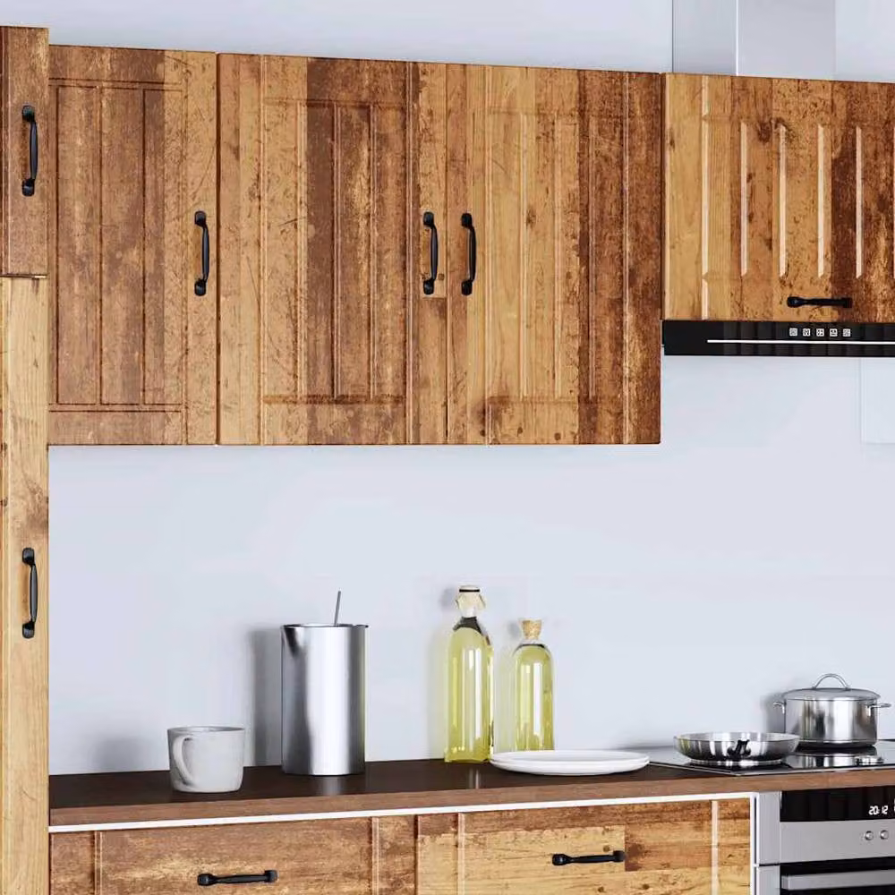 Berkfield Home Lucca Wall Mounted Kitchen Cabinet with Glass Doors in Brown Old Wood – 2
