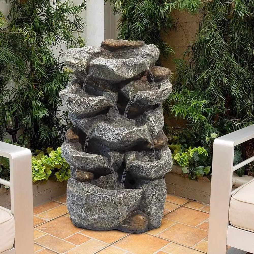 Kelvenix Grey Cascading Rock Garden Water Feature W/D/H: 49 x 31 x 24 cm – 4
