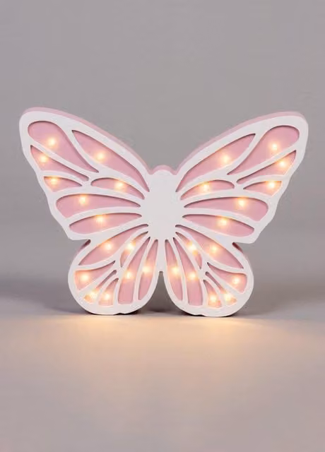 BHS Lighting Glow Butterfly LED Table Lamp in Pink and White – 1