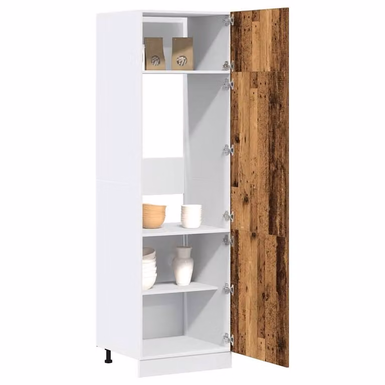 Berkfield Home Lyon Refrigerator Cabinet in Old Wood Brown, W/D/H: 60 x 57 x 207 cm