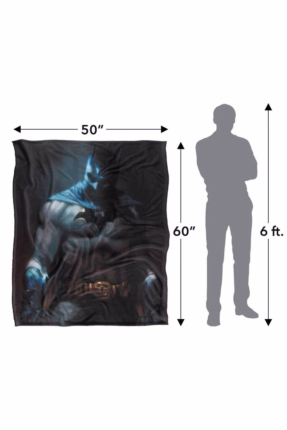 Warner Bros. Batman Classic Silhouette Super Soft Fleece Throw Blanket, Multicolour, W: 91.44 cm, L: 147 cm – 8