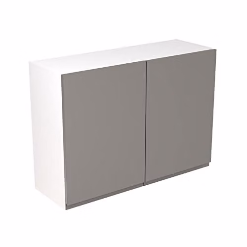KITCHEN KIT Flatpack Bridging Wall Cabinet in Dust Grey Matt with J-Pull Soft Close Doors, W: 100 cm, H: 72 cm, D: 33 cm