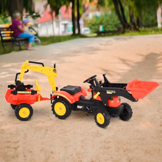 HOMCOM Red Pedal Powered Ride On Tractor with Brake