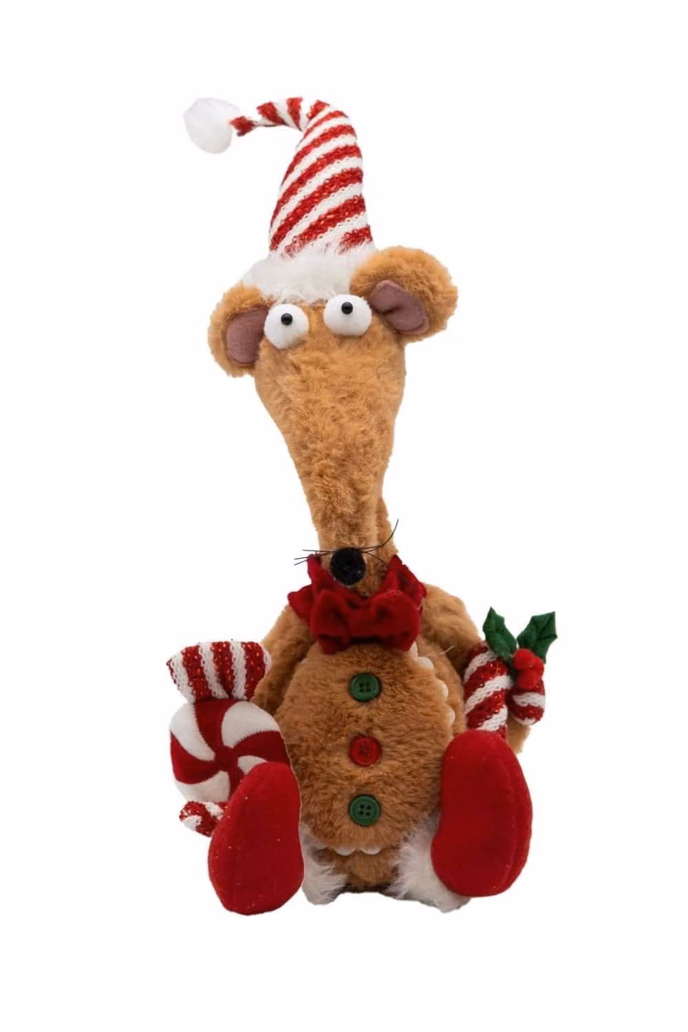 Marco Paul Brown Gingerbread Rat Soft Plush Christmas Tabletop Decoration, Height: 48 cm – 2