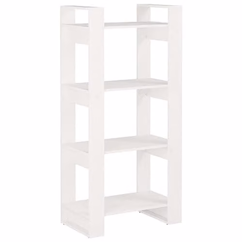 vidaXL Solid Wood Book Cabinet and Room Divider in White, W/D/H: 60 x 35 x 125 cm
