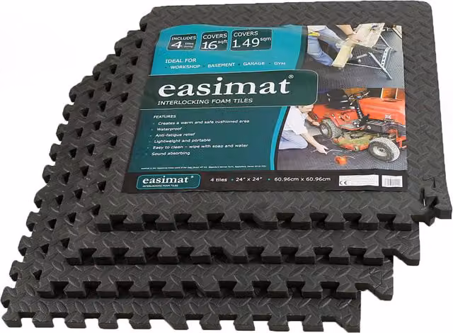Actiasmat Shock Absorbing Gym Floor Mats, 20mm Thick EVA Foam, Black and Grey, 1.49 m2 Coverage – 7