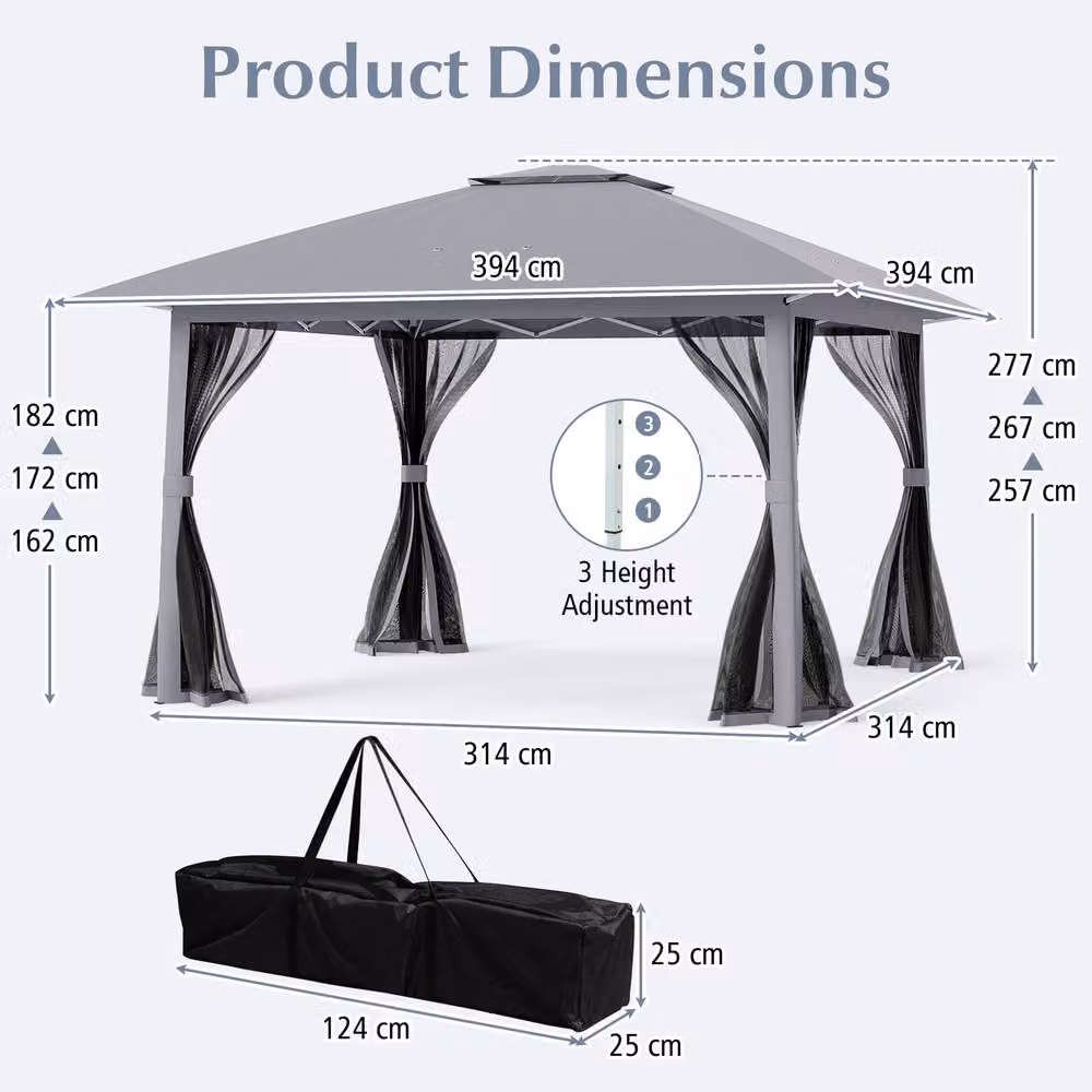 Gymax Pop Up Folding Canopy Tent with Mesh Netting, Grey – 2