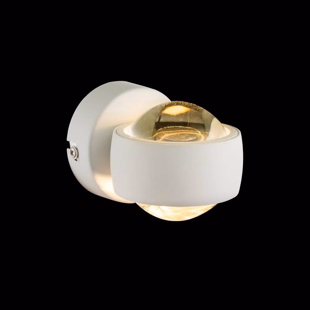 Netlighting Randi Integrated LED Wall Lamp with White Metal and Transparent Glass Sphere Shade, Warm White 3000K – 6