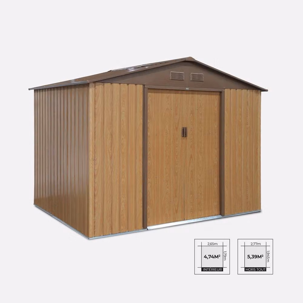 sweeek Metal Garden Shed with Anchoring Kit, Light Brown, 5.29m² – 2