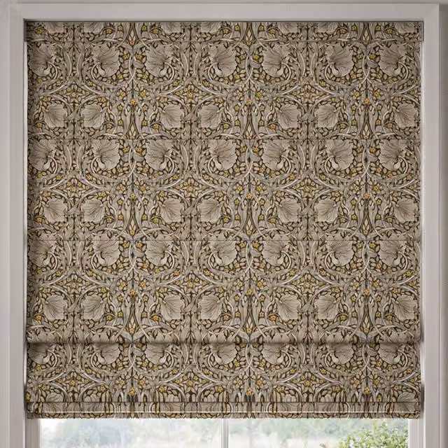 William Morris At Home Pimpernel Floral Velvet Made to Measure Roman Blind in Grey and Multicolour