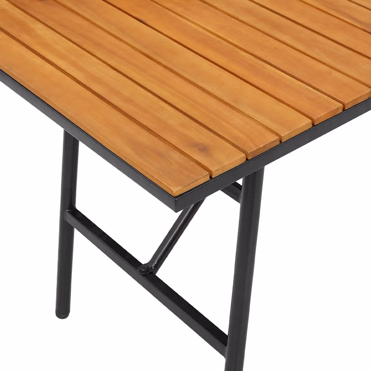 Berkfield Home Modern Dining Table in Brown Solid Acacia Wood with Black Metal Accents, W/D/H: 110 x 55 x 62 cm – 3