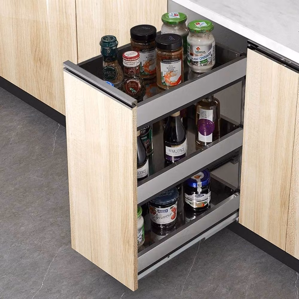 SPETLEK Silver Aluminium Pull Out Kitchen Larder Cupboard Basket Drawer, Width: 25 cm – 4