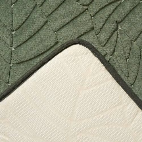 OHS Memory Foam Leaf Embossed Bathroom Mat, Green, W: 75 cm, D: 45 cm – 3