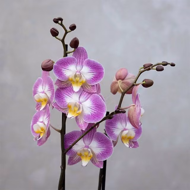 Primrose Pink and White Split Phalaenopsis Moth Orchid Plant in a 12cm Pot, 60cm Tall