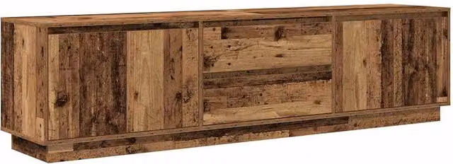 Berkfield Home TV Cabinet with LED Lights in Old Wood Brown, W: 193.5 cm, D: 41 cm, H: 50 cm