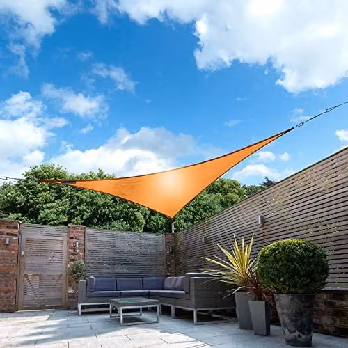 Kookaburra Orange Waterproof Garden Sun Shade Sail Canopy with 98% UV Block and UPF 50+ Protection (3.6m Triangle)