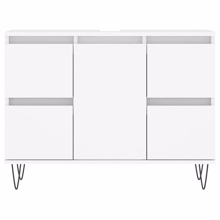 Berkfield Home White Bathroom Cabinet with Doors and Drawers, W/D/H: 80 x 33 x 60 cm