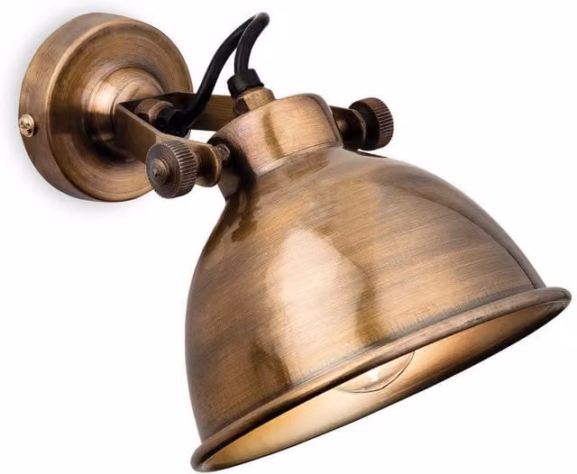 Netlighting Mantis Adjustable Dome Wall Light in Antique Brass and Gold with E14 Socket