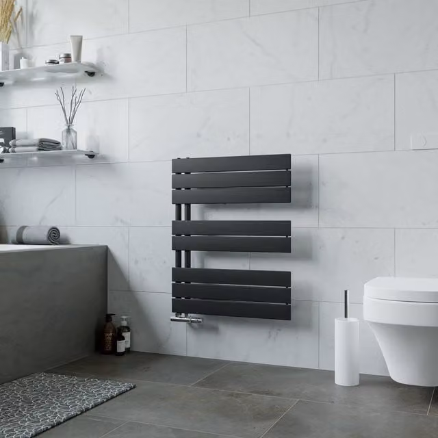 Agadon Panio Up Designer Panel Towel Radiator in Black, H: 74.5 cm, W: 60.0 cm – 1