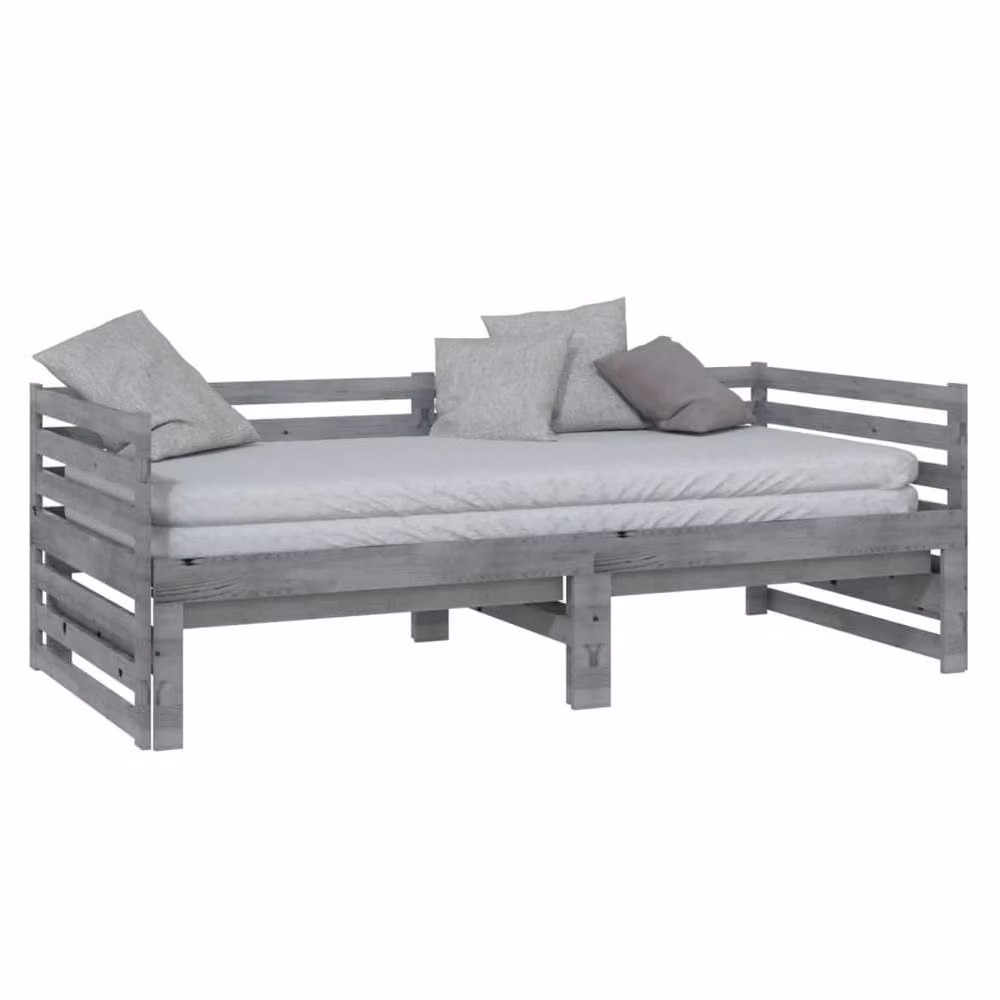 Berkfield Home Grey Solid Pinewood Pull-out Day Bed with Drawers, W/D/H: 180 x 200 cm (2x 90x200 cm) – 3