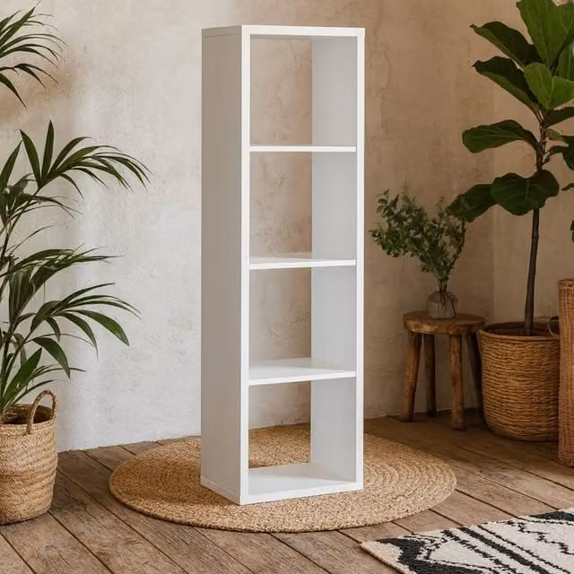 Wyld Haus Shanghai Matt White 4 Cube Wood Storage Unit with 4 Shelves – 1