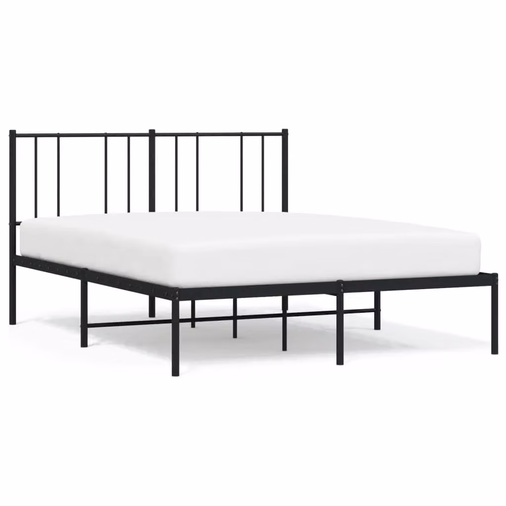 Berkfield Home Metal Bed Frame with Headboard in Black, W/D/H: 140 x 200 cm – 2