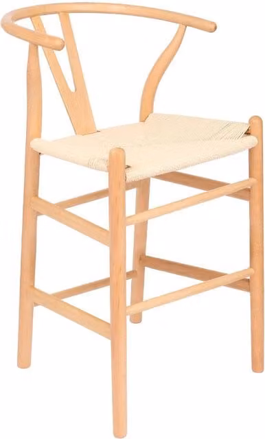 Nicholas Winter Scandinavian Style Beech Wood Bar Stool in Beige and Yellow
