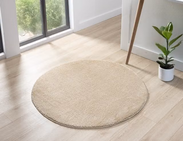 Desire Rugs Plain Modern Square Washable Low Pile Area Rug, Beige/Yellow, W/D/H: 100 x 100 x 1 cm