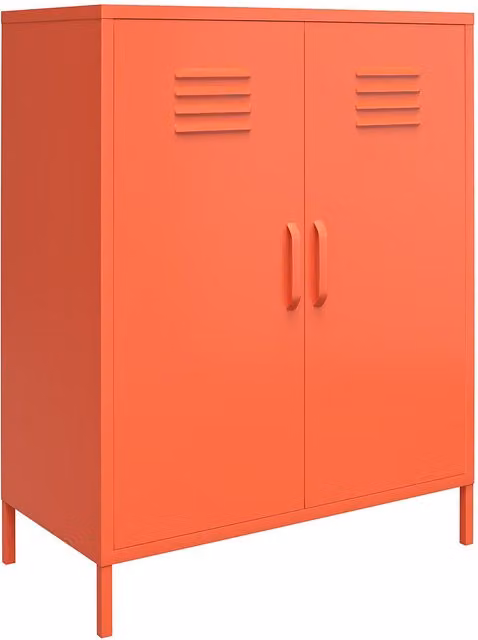 Novogratz Cache Metal Locker with 2 Hinged Doors in Orange