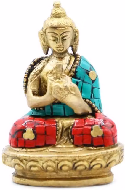 KDMD Gold Brass Buddha Tabletop Figure, Height: 7.5 cm – 1