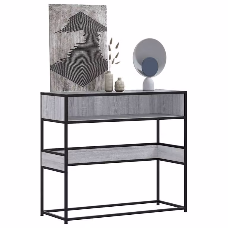 Berkfield Home Decorative Console Table in Grey Sonoma, W/D/H: 90 x 35 x 80 cm
