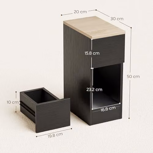 HOMCOM Set of 2 Modern Black Lacquered Bedside Tables for Bedroom and Living Room – 3