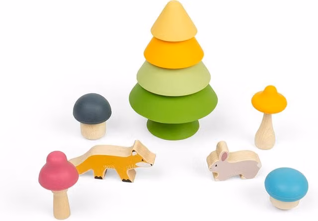 Bigjigs Toys Forest Friends Playset in Multicolour Wood and Silicone