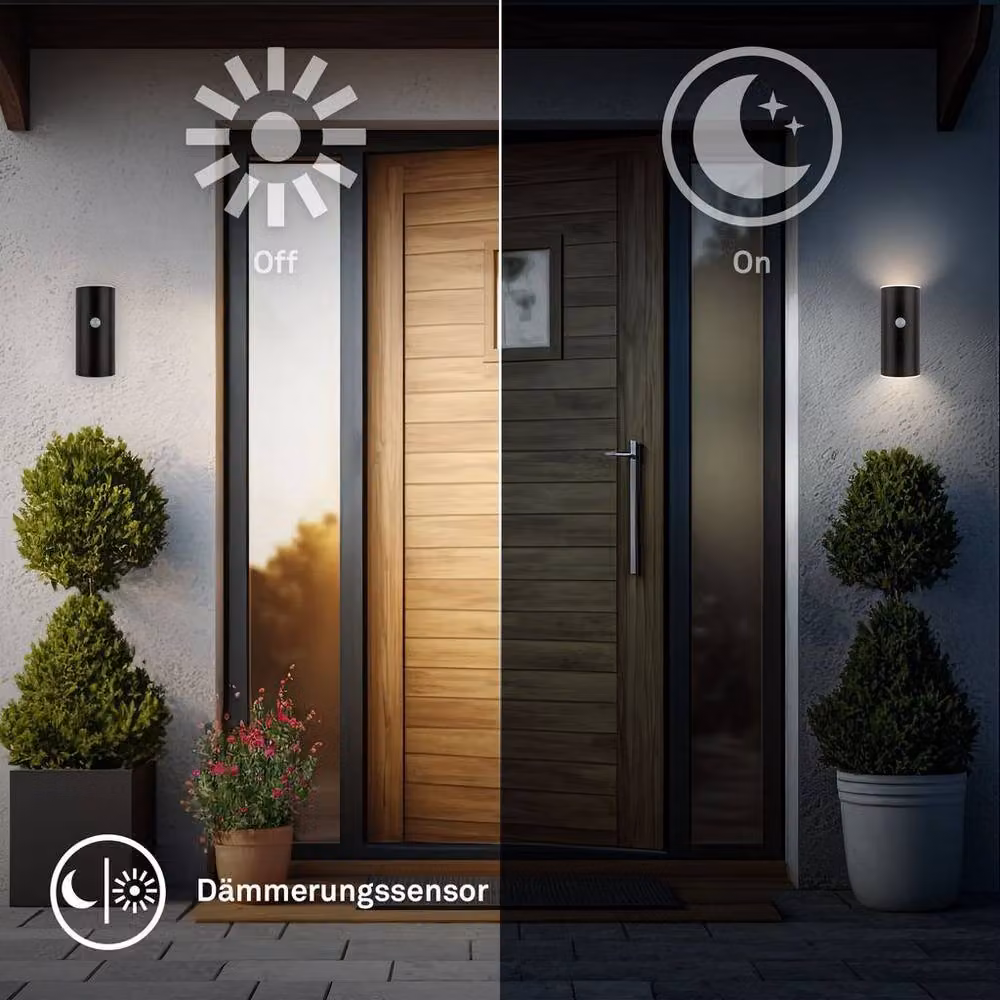 Briloner Black Rechargeable LED Outdoor Wall Light with Motion and Dusk Sensor, Dimmable, IP44, W/D/H: 7 x 8.5 x 15.5 cm – 3