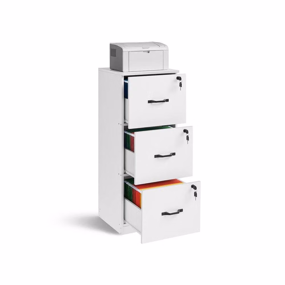 Pirlo Plush 3 Drawer Filing Cabinet with Locks in White – 5