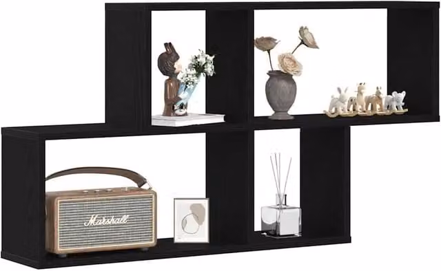 Berkfield Home Modern Black Oak Wall Cabinet, W/D/H: 76 x 18 x 53 cm
