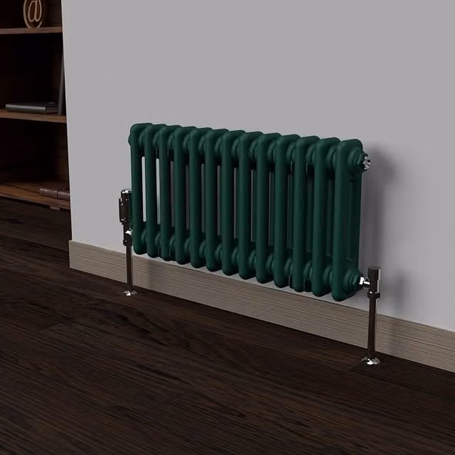 Lux Heat Horizontal Column Radiator in British Racing Green, 2 Column, W: 60.5 cm, H: 30 cm