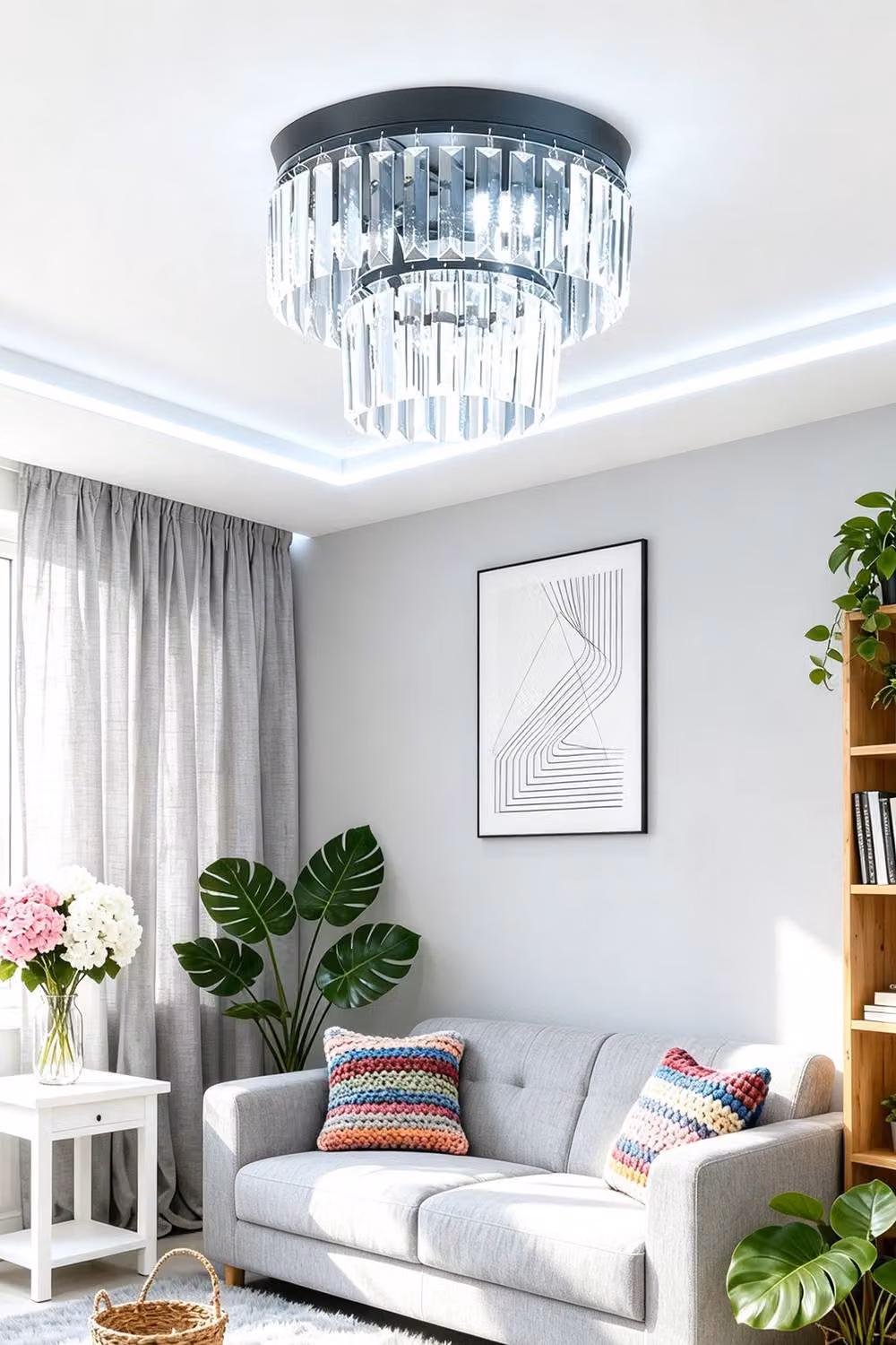 ExtraStar Modern Black Crystal Flush Mount Ceiling Light – 2