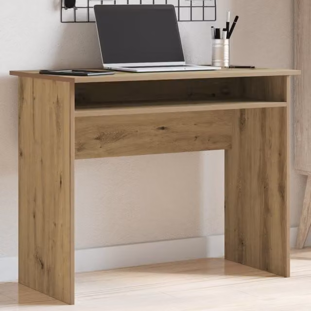 Berkfield Artisan Oak Writing Desk in Brown, W/D/H: 90 x 50 x 74 cm