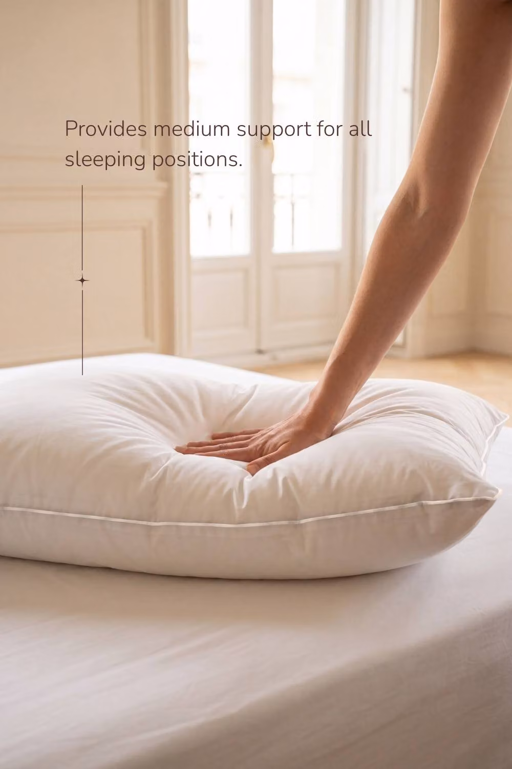 Bedable White Down-Feather Mix Pillow with Cotton Cover for Adults – 3