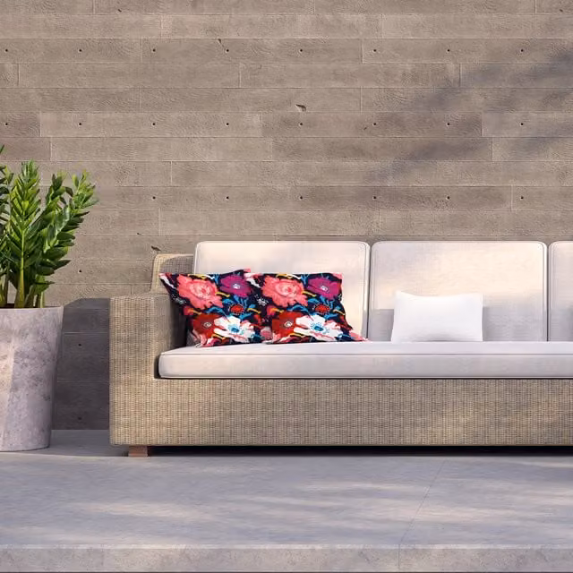 Andrew Lee Poppies and Peonies Outdoor Cushion, Red and Blue, W/D/H: 60 x 60 x 1 cm