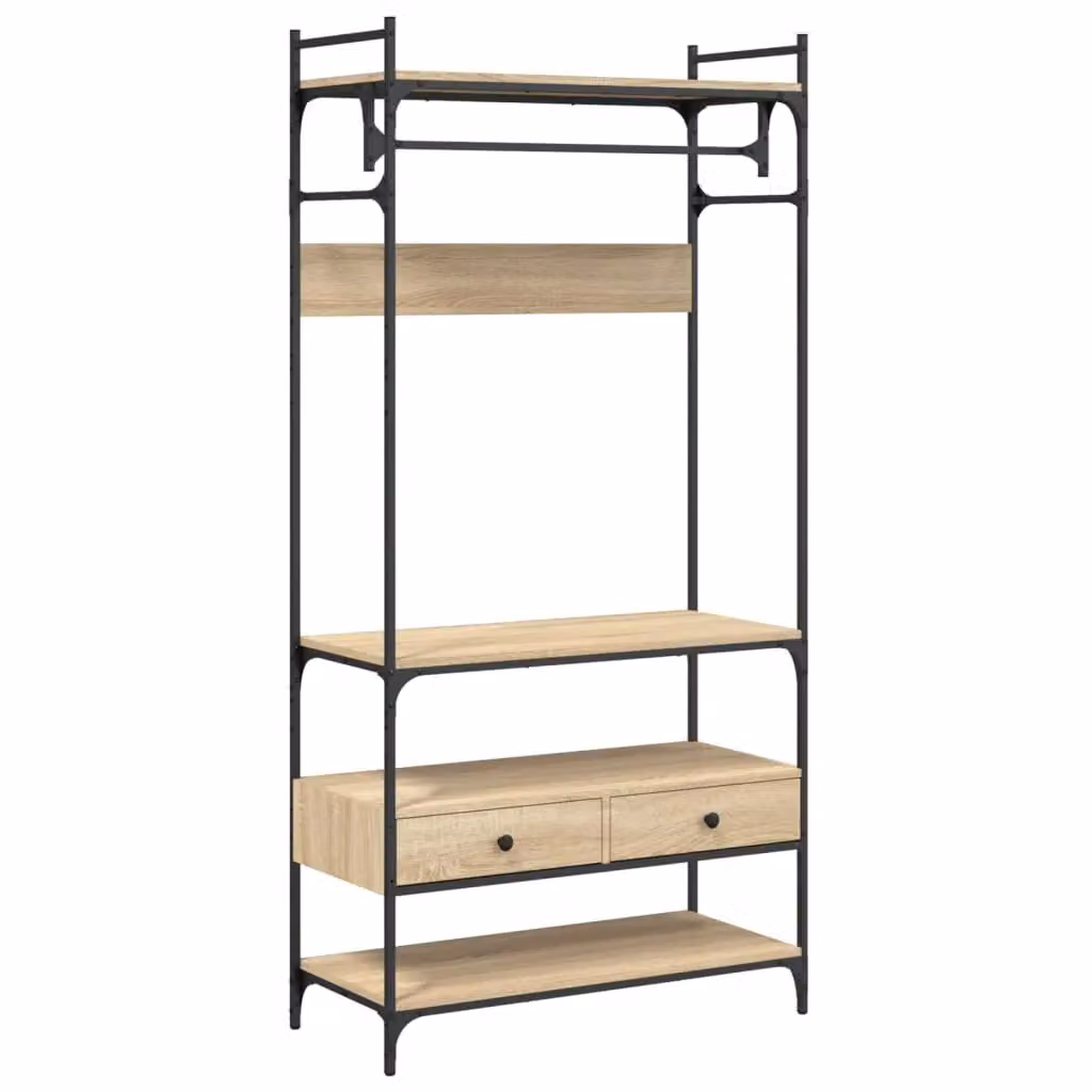 Berkfield Home Sonoma Oak Wardrobe with Integrated Drawers in Brown, W/D/H: 89 x 39 x 184.5 cm – 2