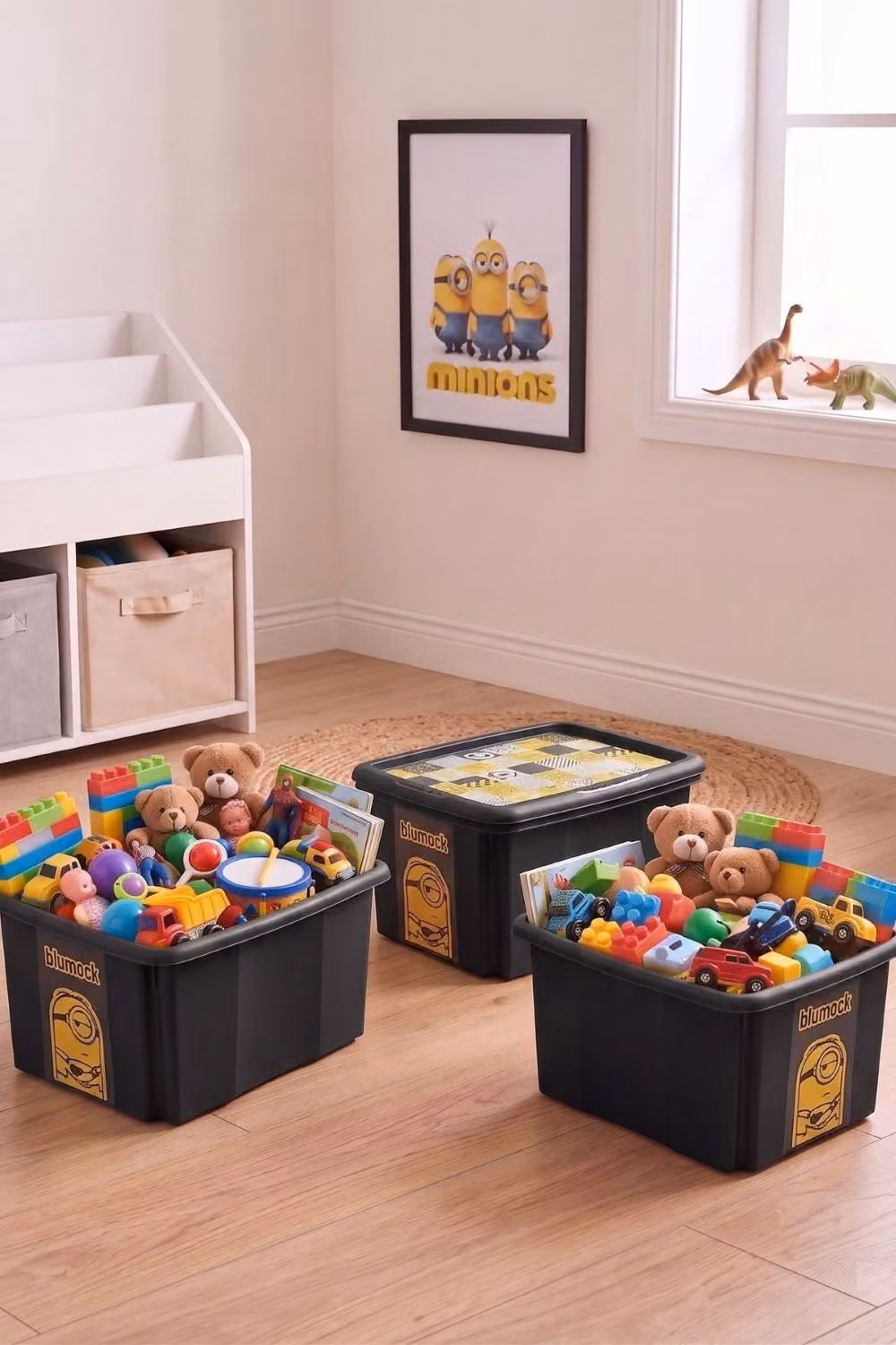 Keeeper Set of 3 Minions Turning Stacking Boxes, 15 Litre, Black – 3