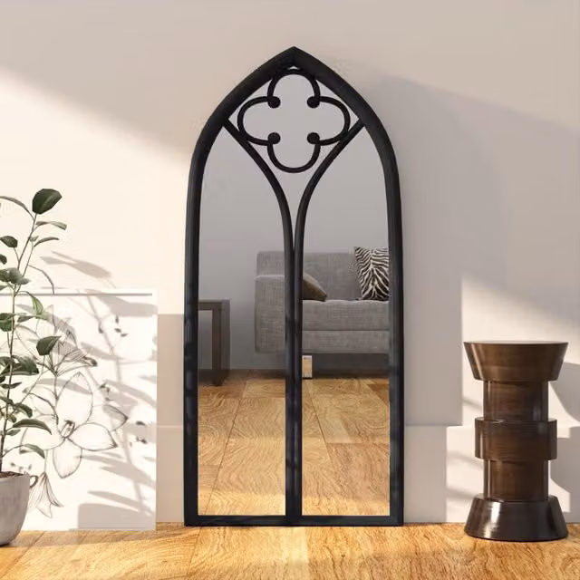 Berkfield Home Antique Black Rectangular Metal Wall Mirror W: 100 cm, H: 45 cm