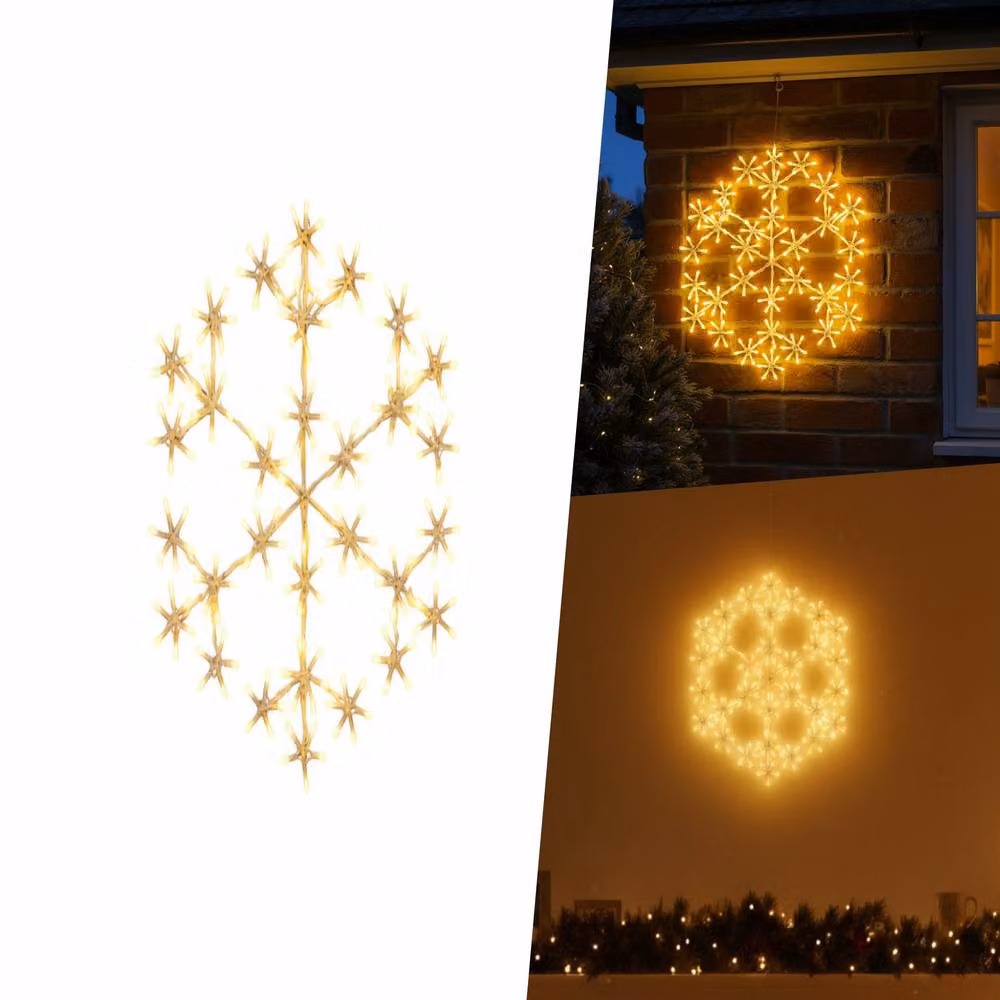 Pegdev Warm White LED Snowflake Christmas Light with 180 LEDs and 8 Modes, Height: 49 cm – 3