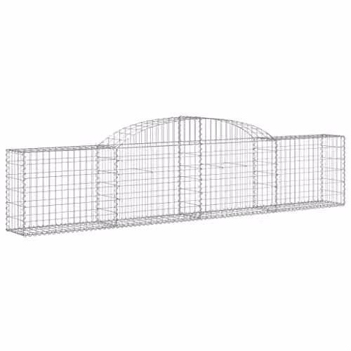 vidaXL Arched Gabion Baskets, 3 Piece Set, Silver Galvanised Steel, W: 300 cm, D: 30 cm, H: 60-80 cm