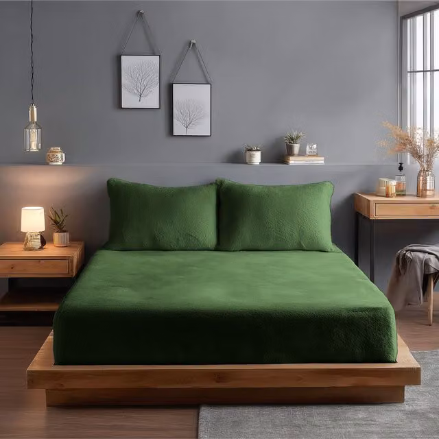 Snug City Green Teddy Fleece Extra Deep Fitted Sheet, Double, 140 x 200 cm, 30 cm Depth – 1