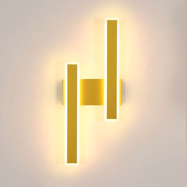 Pheashine Elegant Rectangular Wall Light in Gold with 32W Warm White LED