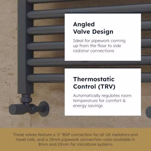 UK Radiators Round Thermostatic Radiator Valve Pair in Brushed Brass and Anthracite Grey – 4